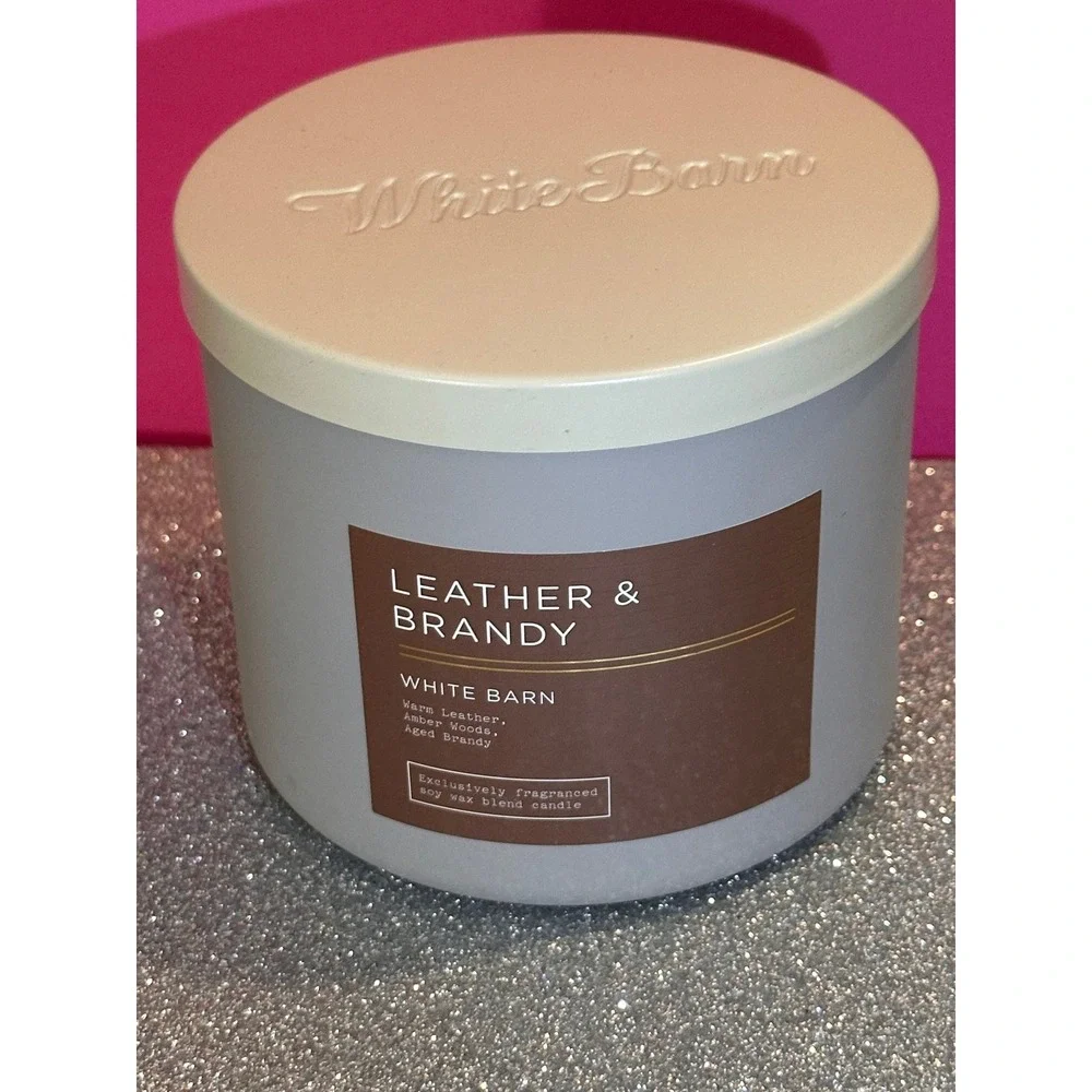 Bath & Body Works/White Barn Leather & Brandy 3-Wick Scented Candle 14.5 oz